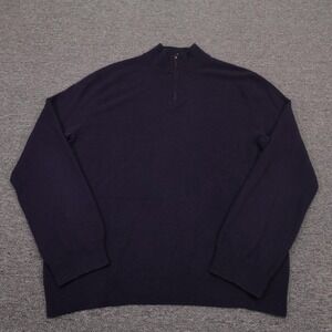 The Men's Store Bloomingdale's Sweater Mens Large Navy Cashmere 1/4 Zip